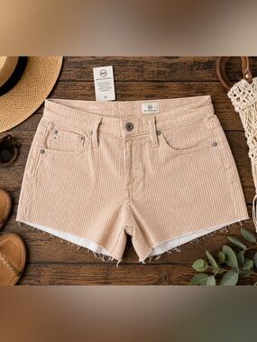 AG Adriano Goldschmied The Bryn Striped Cutoff Denim Shorts Size 27 NWOT